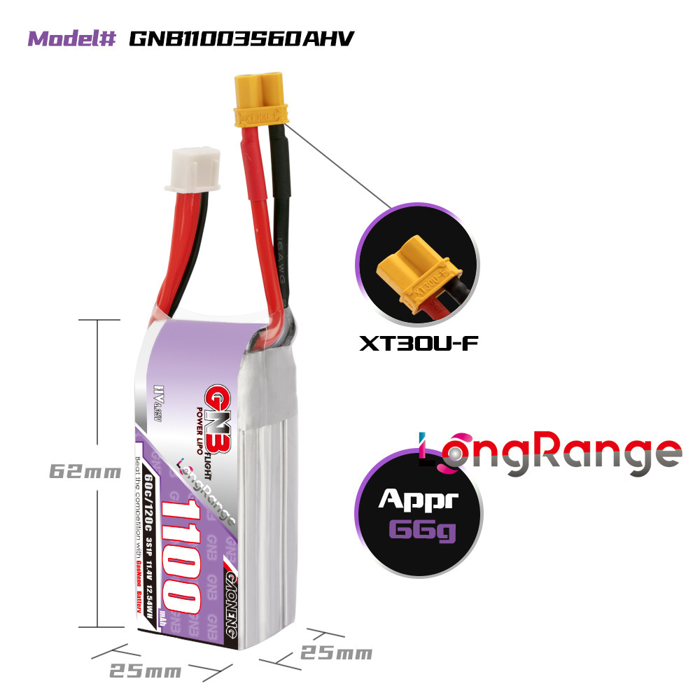GNB 1100mAh 2S 3S 4S 6S 60C/12 - Drone Battery Lipo บทวิจารณ์และราคา